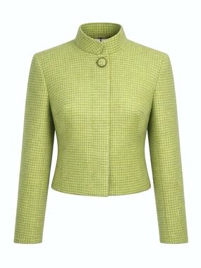 Vintage Richard Shops Wool Jacket – Lime Green  Houndstooth Cropped Blazer